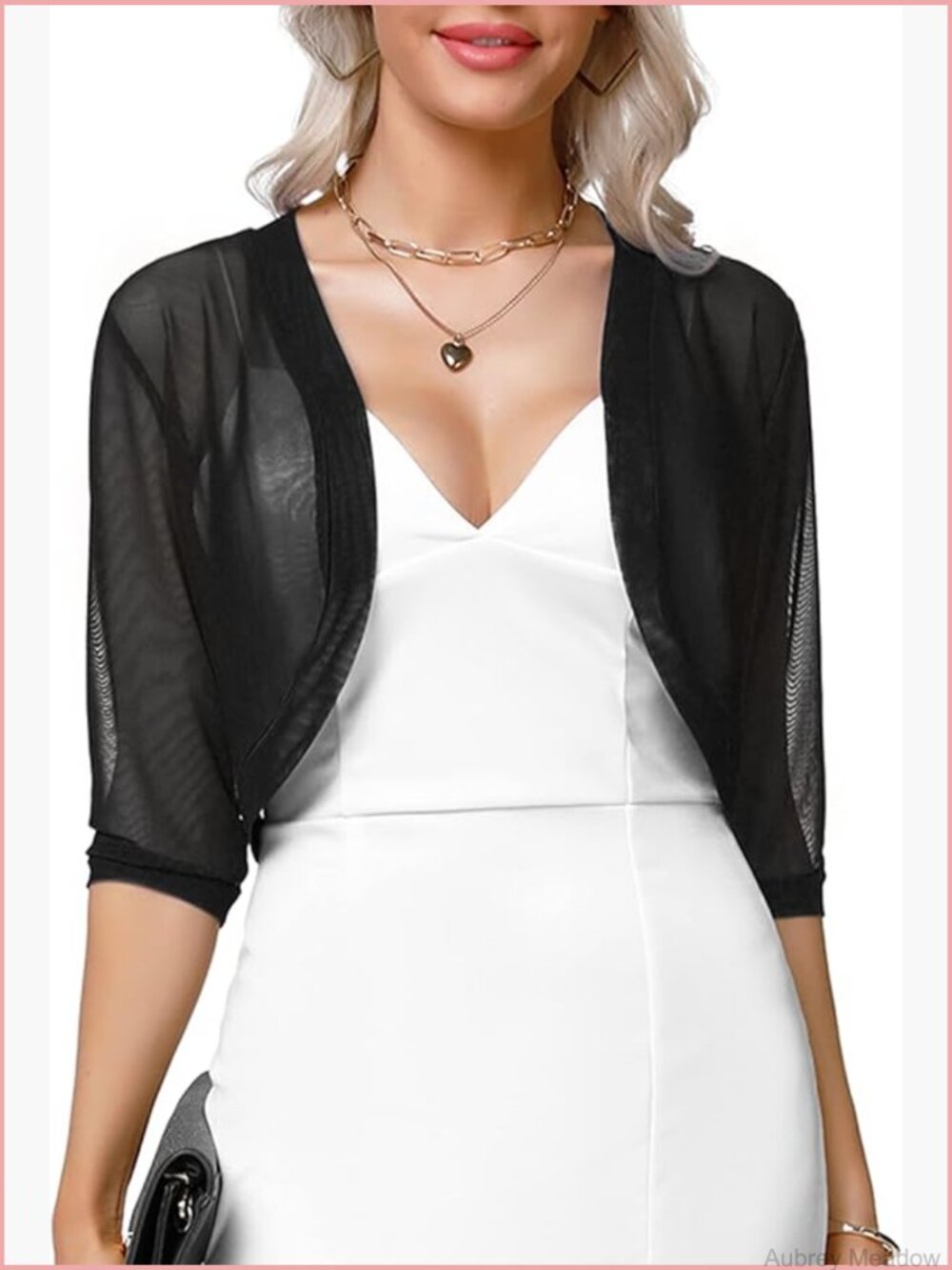 3/4 Sleeve Sheer Mesh Bolero Cropped Cardigan Open Front Shrug S-XXL